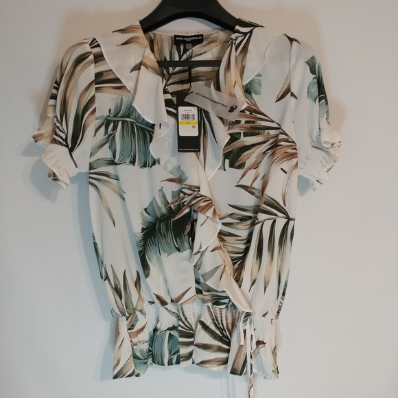 Karl Lagerfeld Tops - NWT Karl Lagerfeld Palm Frond Print Babydoll Top